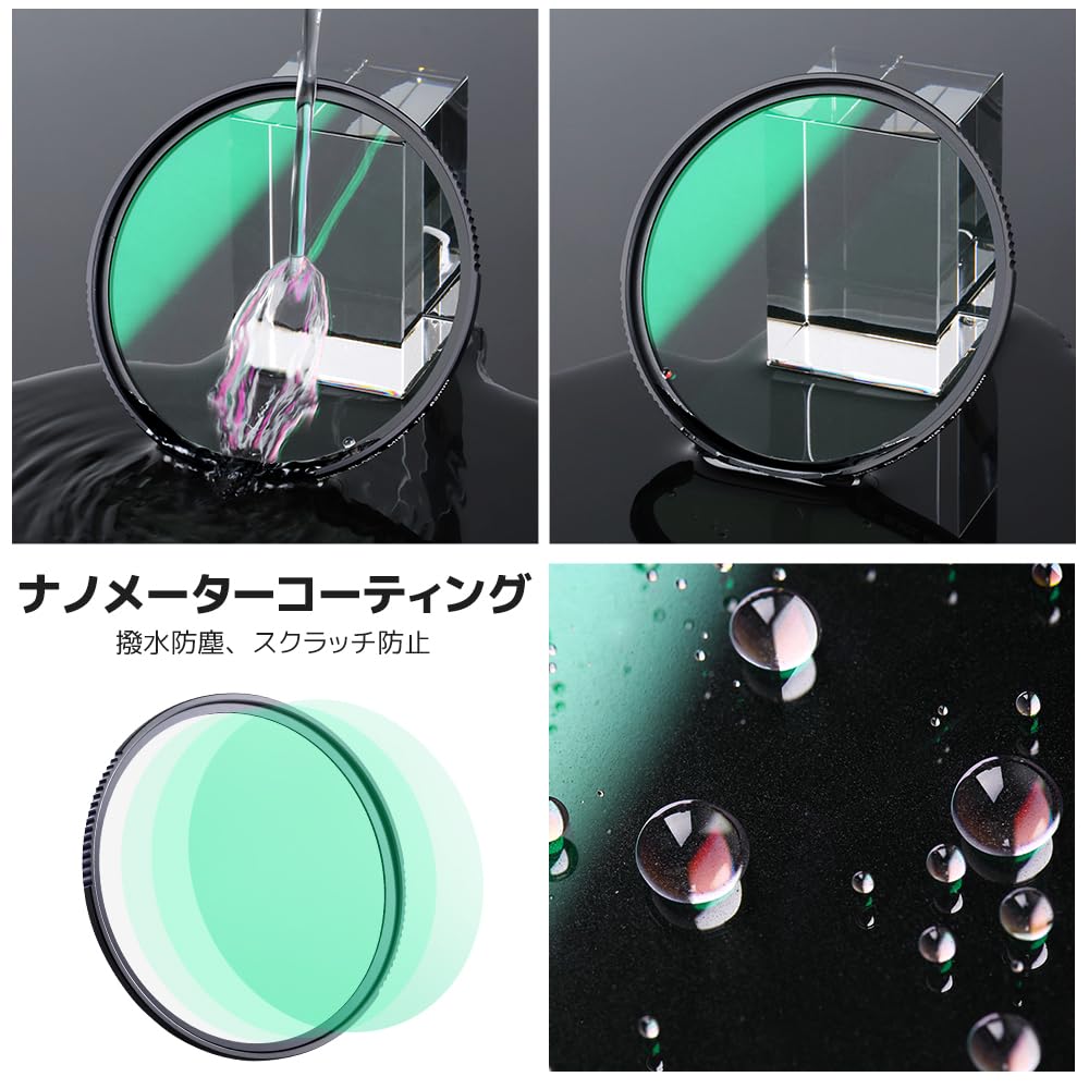 Concept 58mm Black Mist Filter Soft Contrast Adjustment Lens Ultra Thin Water Optical Glass K&F 1/4+1/8 Set, Delineation, Filter, Frame, Repellent,