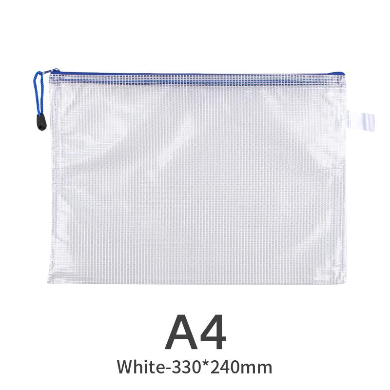 A3 A4 A5 A6 Portable Zipper File Bag Transparent Single-layer Mesh Student Test Paper Data Storage Bag Office Files Stationery