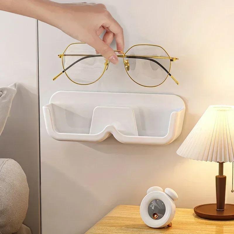 5pc Durable Self-adhesive Wall Mounted Glasses Storage Plastic Hangable Sunglass Show Stand Shelf for Home Storage Dispay Rack