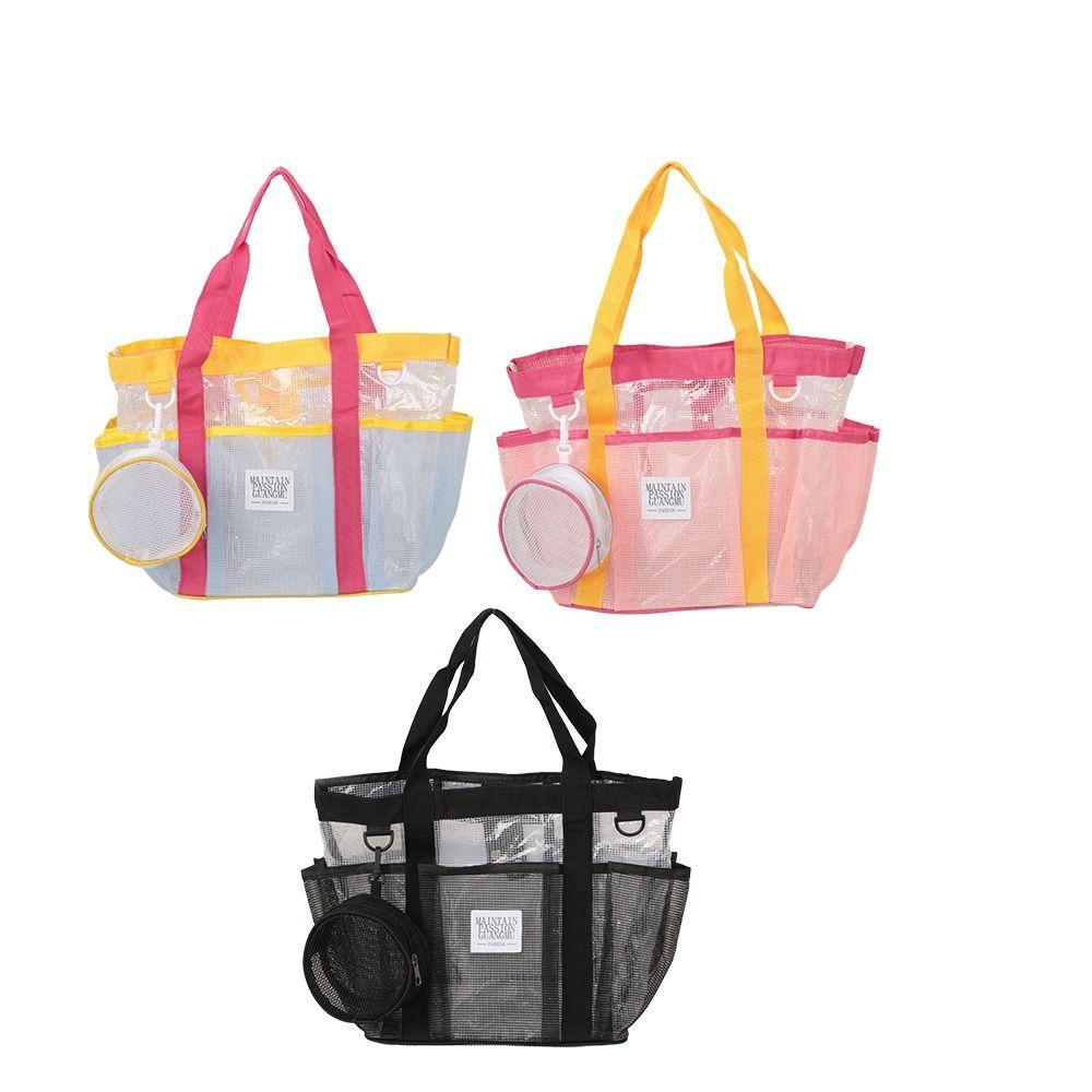 Large Capacity Mesh Swim Bag Breathable Beach Storage Bag  Toiletries Essential Organizer