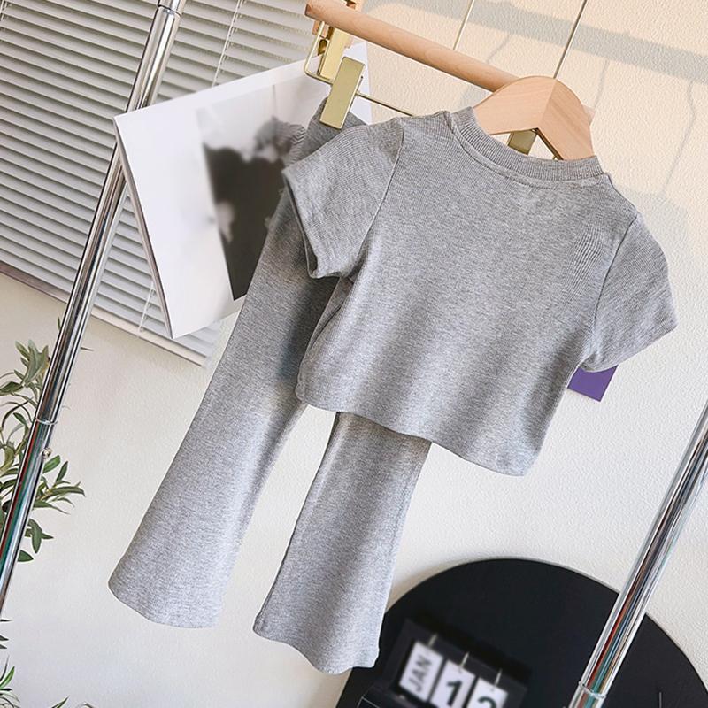 Summer Girls Clothes Sets Toddler Short Sleeve T-Shirt Tops+Pants Kit Cute Children Top +Trousers Casual Clothes 2pcs Outfits