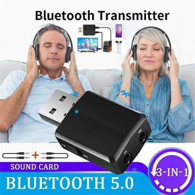 Wireless Dongle Music Audio Receiver Sound Card USB Transmitter 3 In 1 Bluetooth 5.0 Adapter