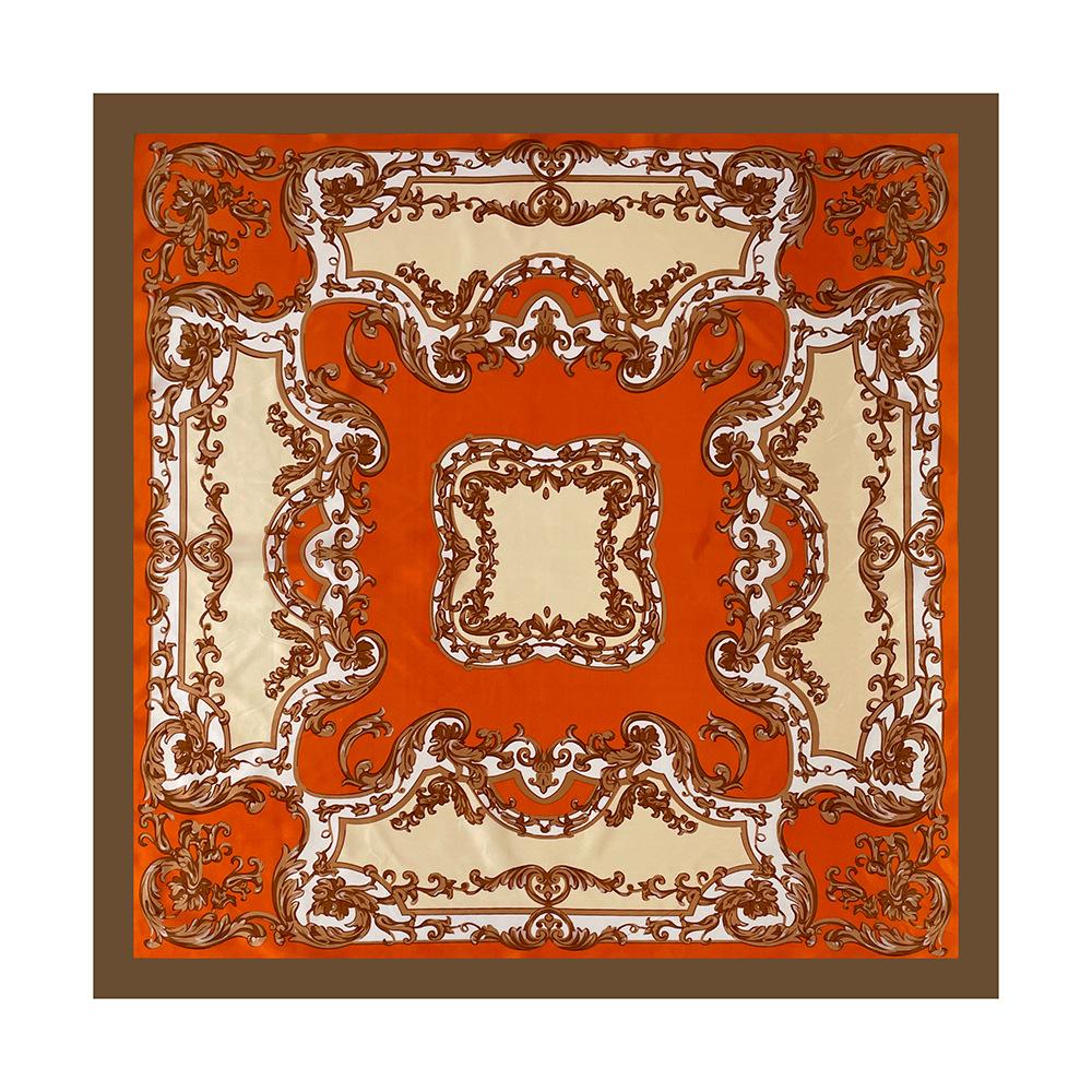 Artificial Silk Headscarf Satin Square Scarf 90cm Headscarf Women's Printing Silk Scarf Trendyeasiest for Match Shawl