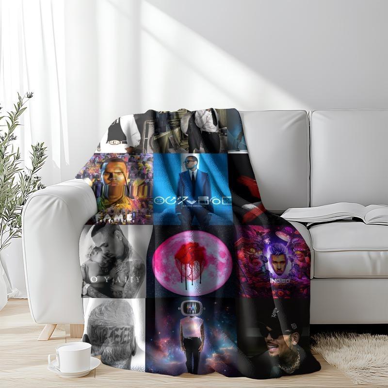 Chris Brown Blanket Album Cover for Fans Warm Cozy Flannel Blankets Throw Merch for Home Decor Bed Sofa Living Room for All Seas
