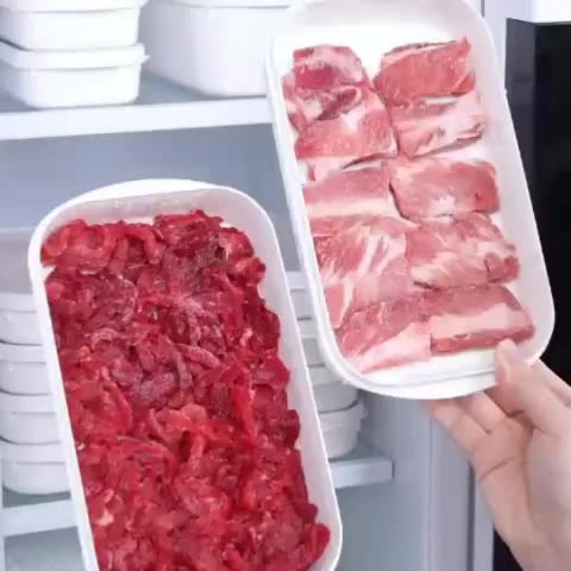Professional Freezer Organizer Set with Labeled Compartments, 5-Piece Stackable Meal Prep Containers - Airtight for Meat, Fish