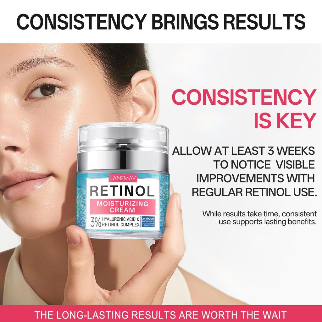 Crema Hidratante con Retinol - 24H Hidrata Profundamente - Reduce las Arrugas - Apto para Todo Tipo de Pieles, 50g