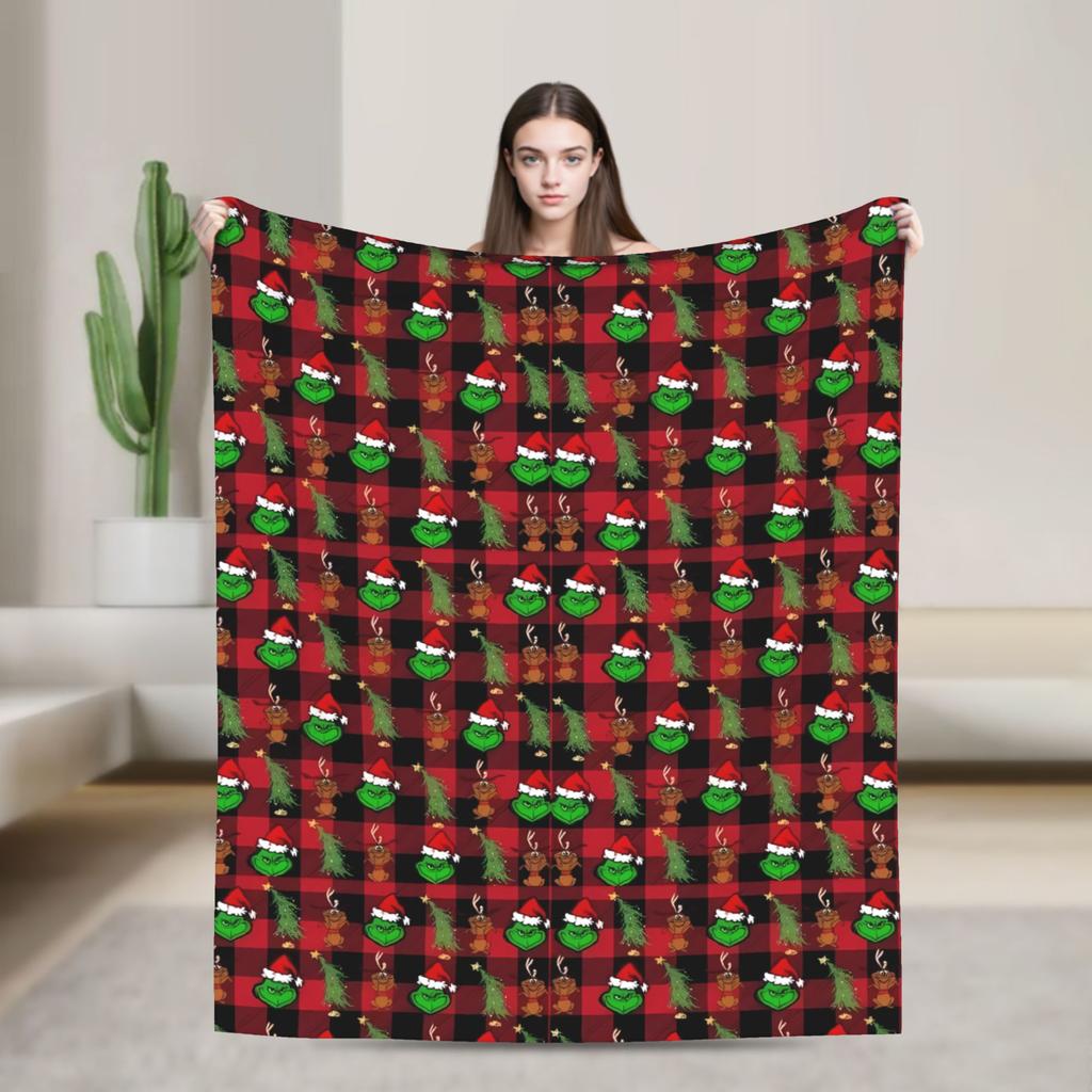 G-Grinchs Weihnachtsplaid Reisebüro Flanell Bettwäsche Überwürfe Für Schlafzimmer Super Weich Individuelle Qualität Tagesdecke Geschenkidee