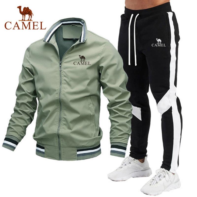 Camel Moda wiosenna i jesienna Nowy męski zestaw kurtek Zestaw na co dzień Spodnie łączone Kurtka baseballowa Wysokiej jakości ubrania z haftem