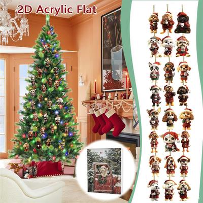 Psí vánoční odpočítávací kalendář 24 dní akrylové ozdoby psí pití kávy přívěsek adventní kalendář dárek pro milovníka zvířat vánoční dekorace