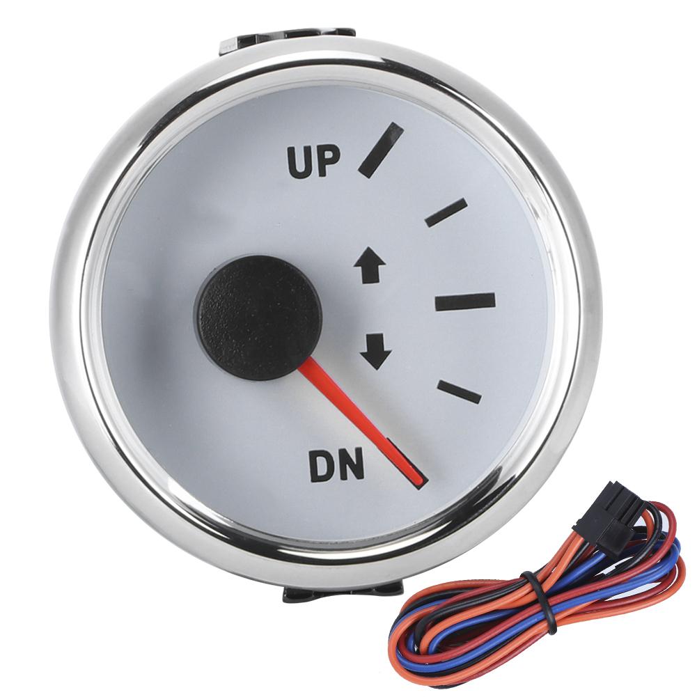 

52mm 2in UP DN Boat Trim Gauge 0-190ohm Signal Trim Tilt Indicator Red Backlight Marine Trim Tilt Display for Engine Yacht Boat