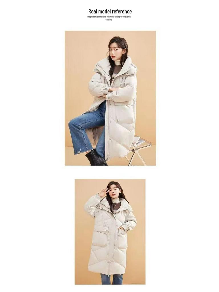 Women's Korean Style Hooded Cotton Jacket - Winter Clearance, Medium & Long, Loose Fit, Large Size, Thickened Coat