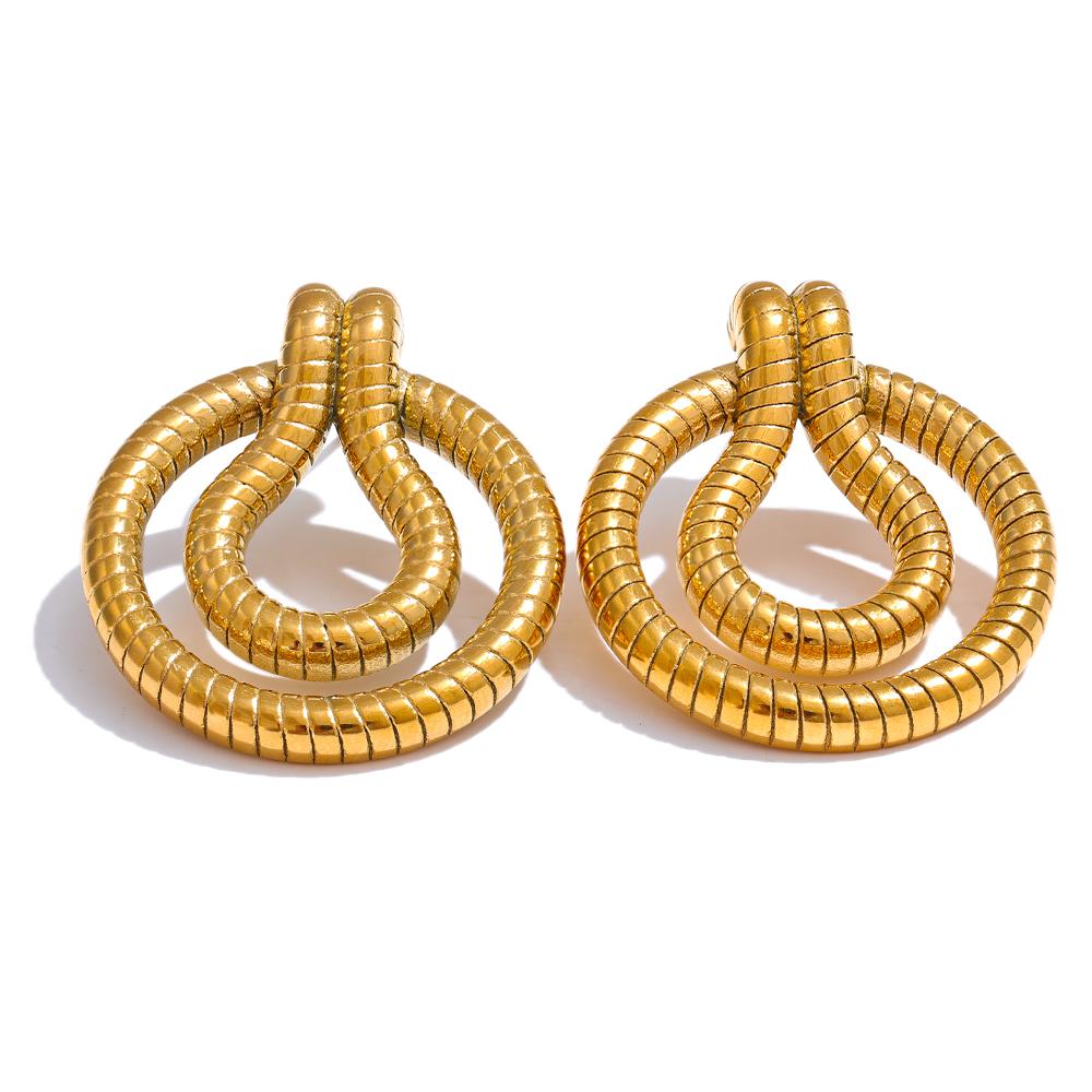 Yhpup New Style 18K Gold Plated Stainless Steel Geometric Snake Unusual Earrings Fashion Statement Daily Jewelry Gift