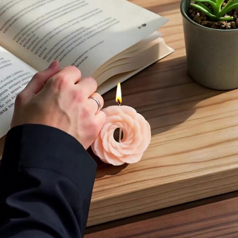 Food Grade Silicone Rings Flower Pillar Candle Mould Heat Resistant for Crafting and Home Decoration Projects