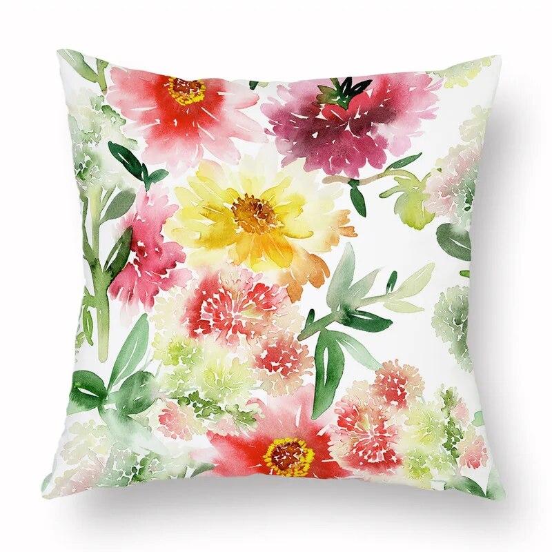 Spring Watercolor Floral Pillowcase Pink Rose Decorative  Sofa Living Room Bed  Home