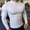 Maglia Compressiva da Uomo Lettere Dolcevita Mezzo Collo Colore Unico Asciugatura Rapida Assorbimento del Sudore Maglietta da Palestra Top per Corsa Allenamento Fitness