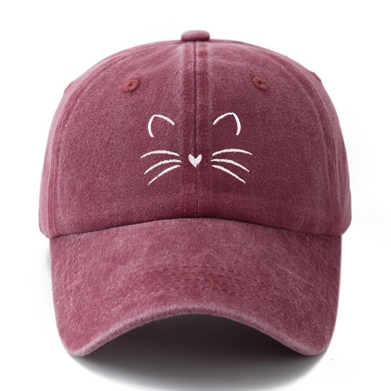 Plain Cute Cat Embroidery Baseball Cap For Women And Men Fashion Curved Brim Summer Outdoor Sun Protection Hat Gifts