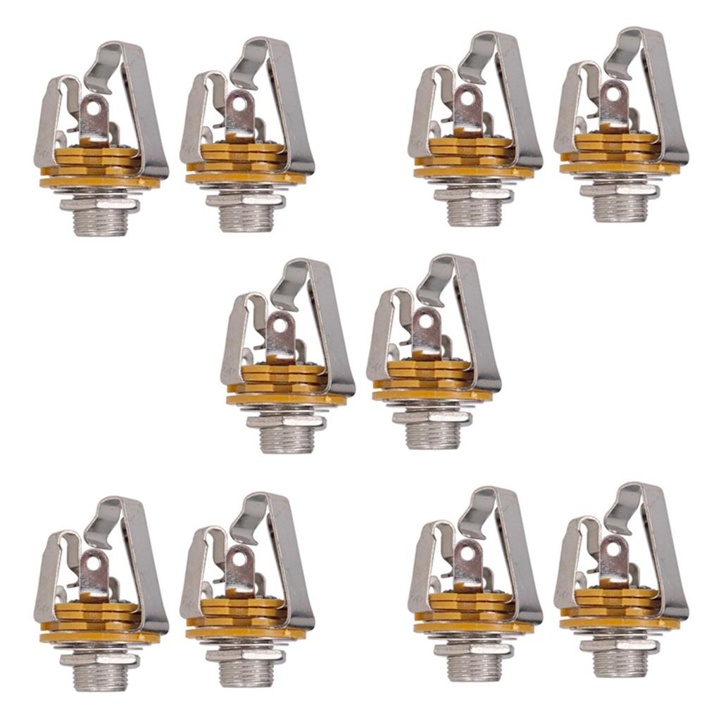 Classy-10Pcs 1/4 Inch 6.35Mm Stereo Input Jack Plug Socket For Electric Guitar Bass, Guitar Pickup Output Jack, Guitar Parts