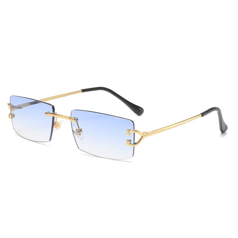 

Square rimless sunglasses women Europe and the United States fashion modern glasses with street shot fashionable sunglasses Gold