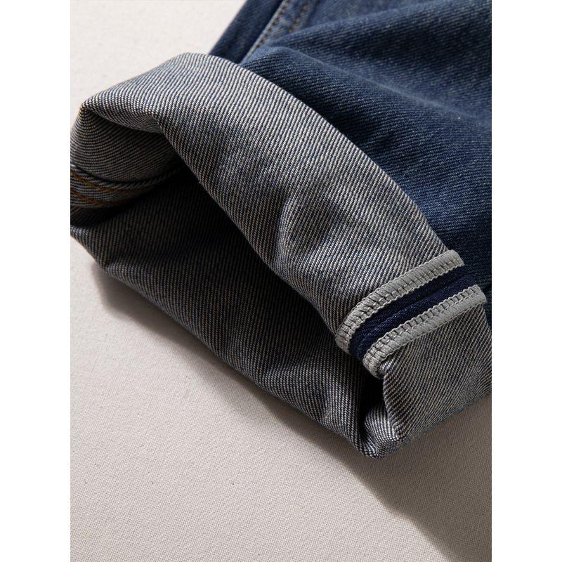 American Retro Blue Jeans for Men, New Autumn and Winter Trendy Brand Tapered Versatile Pants, Slightly Loose Straight Casual Pants