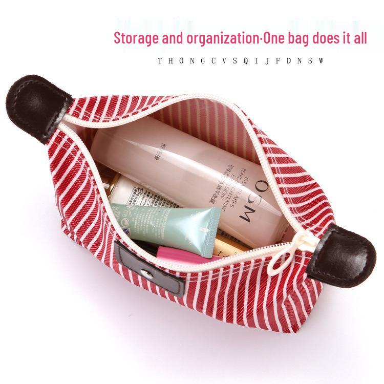 Korean Style Striped Dumpling Foldable Makeup & Toiletry Travel Bag