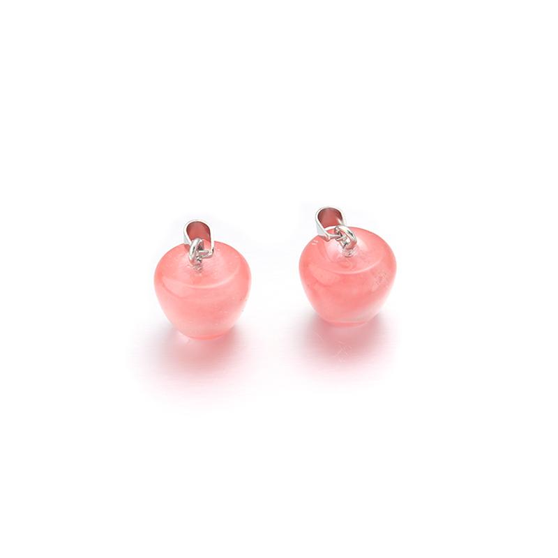 2Pcs/Lot Natural Cat Eyes Stone Apple Charms For Jewelry Making 14x15mm Transparent Quartz Pendant Diy Jewelry Finding Crafts