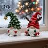 Festive Desk Accessories Christmas Gnome Figurine, Resin Tomte with Tree Hat & Reindeer Wooden Ornaments Antlers, Holiday Tabletop Decor for