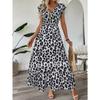 Europe, America spring and summer new women's clothing holiday wind beach skirt printed V-neck pendulum dress