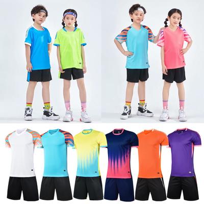 Football Uniform Collection Quick-drying and Breathable Childrens Short-sleeved Game Training Uniform Team Uniform Adult Bare Jersey with Prin