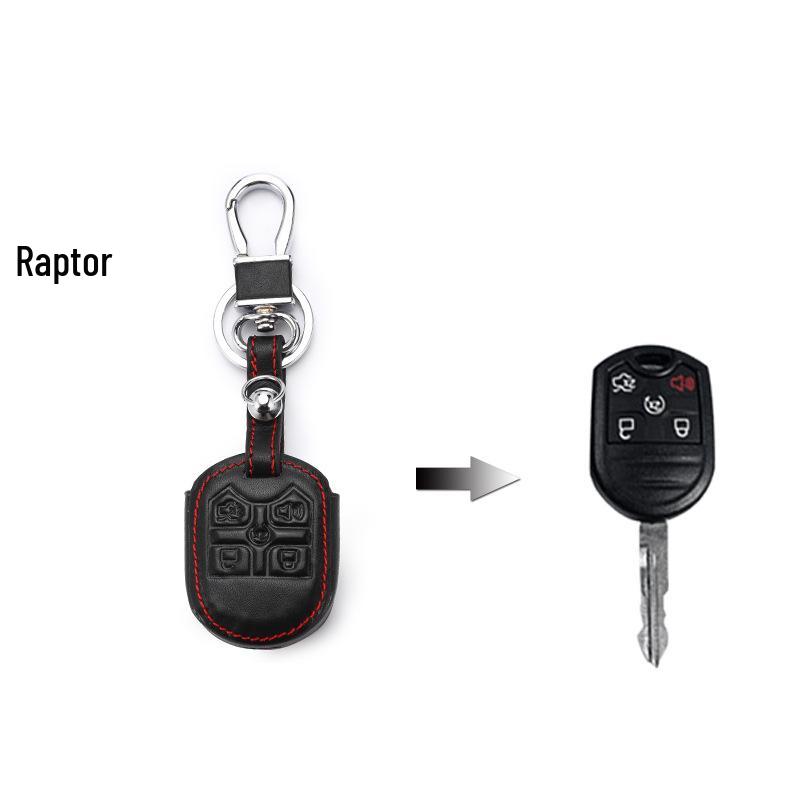 Genuine Leather Key Cover for Ford F150 Raptor Remote with Four/Five Button Compatibility