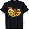 Floral Sunshine Yellow Flowers T-Rex Sunflowers Dinosaur T-Shirt