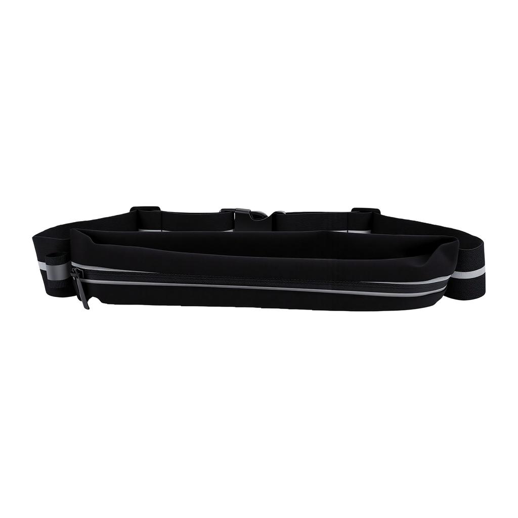 Running Waist Pack Reflective Strips Water Proof Adjustable Strap 3 Pockets Running Belt Black