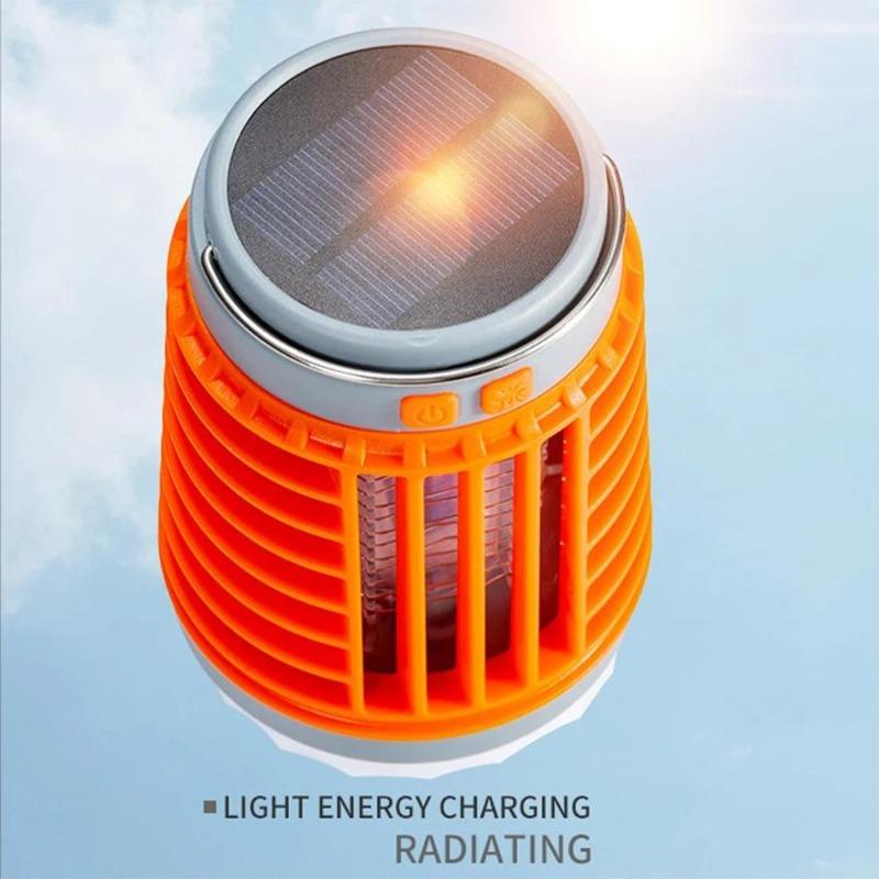 Solar LED Mosquito Killer Lamp Harmless Electric Shock Insect Trap Eco-Friendly Waterproof with Hook for Outdoor Summer Use
