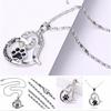 Letters Rhinestone Hollow Heart Dog Paw Pendant Necklace Women Party Jewelry