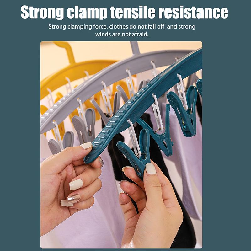 Umeraș Multifuncțional de Uz Casnic Fără Urme Rezistent la Vânt Plastic Îngroșat Uscare Lenjerie Șosete Clip Umeraș