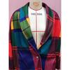 Cappotto da donna in misto lana a quadri colorati, colletto a revers, monopetto, manica lunga, tasche, vestibilità larga e oversize, giacca invernale