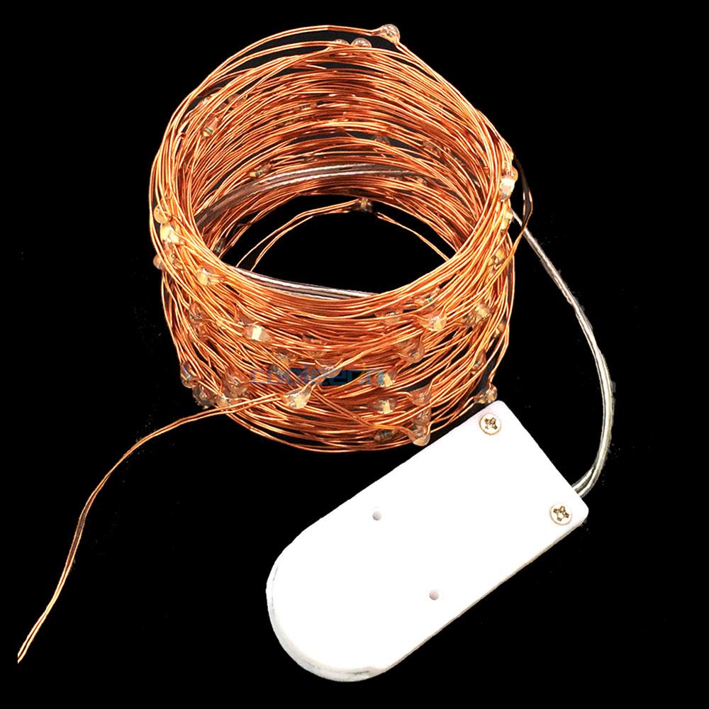 1m 2m 3m 4m LED Cooper Wire String Bec cu zână CR2032 Buton alimentat cu baterie Lampă cu bandă LED colorată pentru decorarea de vacanță de Crăciun