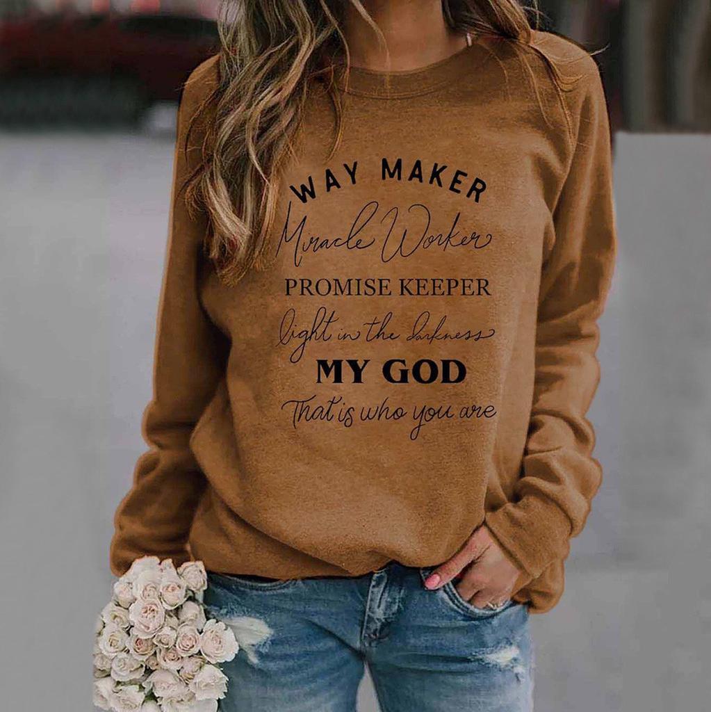 Women Letter Print Sweatshirt  Long Sleeve Top Blouse