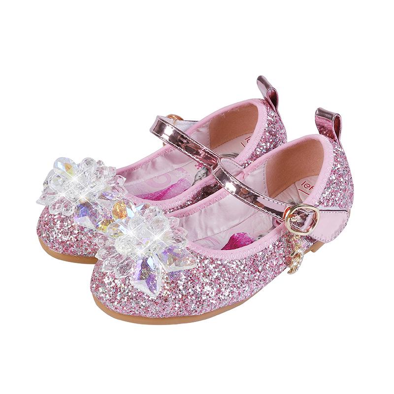 Elsa Princess Girls' Rhinestone Crystal Shoes – Summer/Fall Fashion, Soft Sole Flats