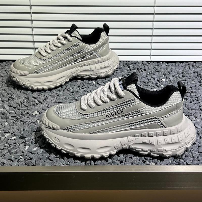 

Мужская обувь 2025 лето новая толстая подошва увеличивающая рост повседневные кроссовки для папы интернет-знаменитость такая же мужская дышащая спортивная сетчатая обувь 44 серый