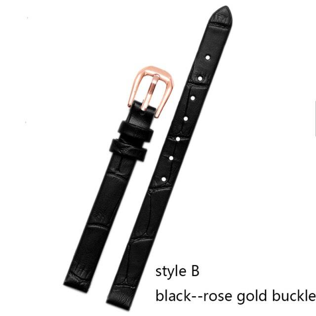 Genuine Leather Watch Bracelet Women  Fashion Watchband Wristwatches Mini Band 6mm 8mm 10mm 12mm 14mm Small Size Watch Strap Red
