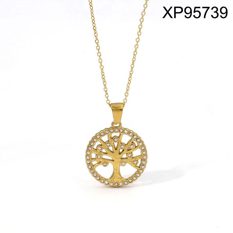 Gold Heart & Butterfly Pendant Necklace - Women's Versatile Titanium Steel Charm Chain