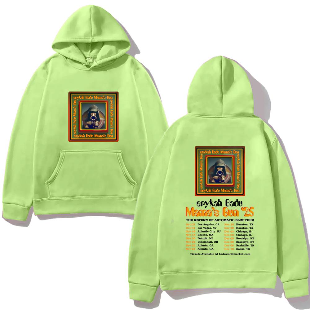 

Эрика Баду ТУР2025 Худи Хип-хоп для осени/зимы Высокое качество Удобные Свободные Комфортные Пуловеры Флисовая одежда XL