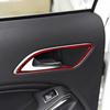 For Mercedes Benz CLA GLA Red Carbon Fiber Interior Rear Door Handle Cover Trim