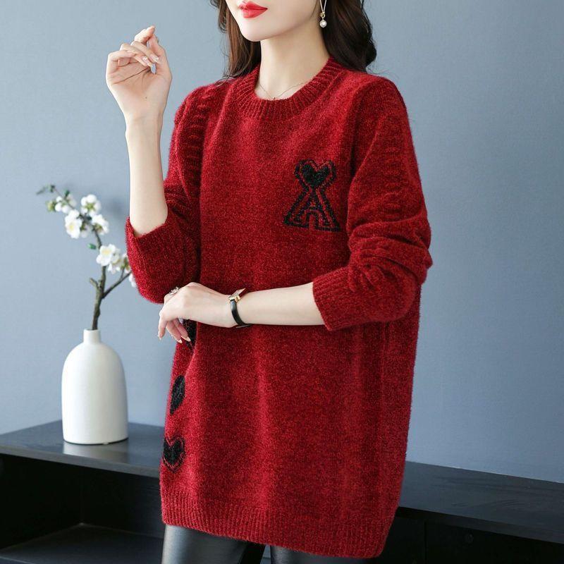 

Женский свитер Осень Зима Оверсайз Утепленный Пуловер Теплый Вязаный Полосатый Базовый Слой Эластичный С Длинным Рукавом Джемпер Топы 3XL красный