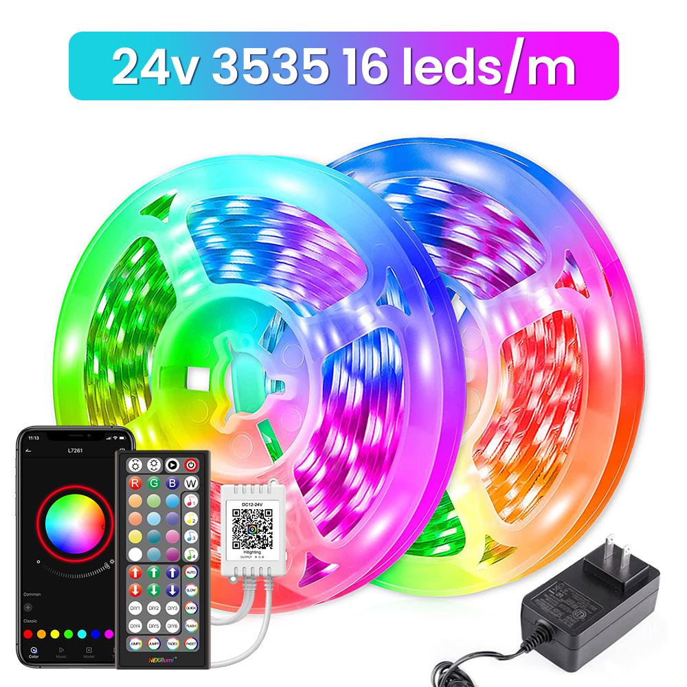 

Светодиодные ленты SMD 3535/5050, 5 м-40 м RGB Bluetooth DIY лента, меняющая цвет лента с приложением для дома, ТВ, вечеринки, рождественского декора 5 m