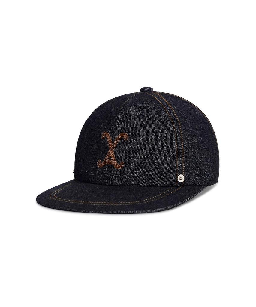 Bajal Va Curved Denim Stitch Detail 5-Panel Ball Cap Black