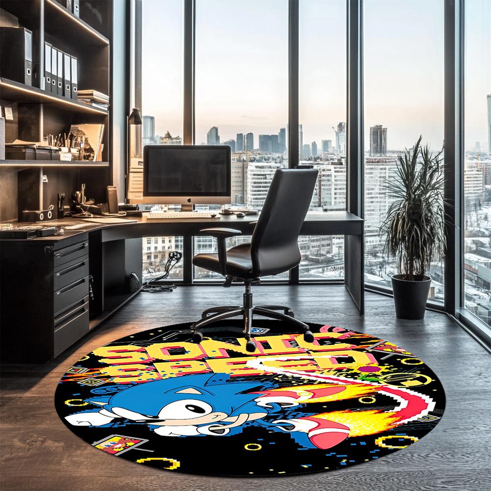 Runder Sonic-Teppich Teppich Stuhlteppich Bereichsteppich Eingang Fußmatten, für Bürostuhl Wohnzimmer Schlafzimmer Küche.