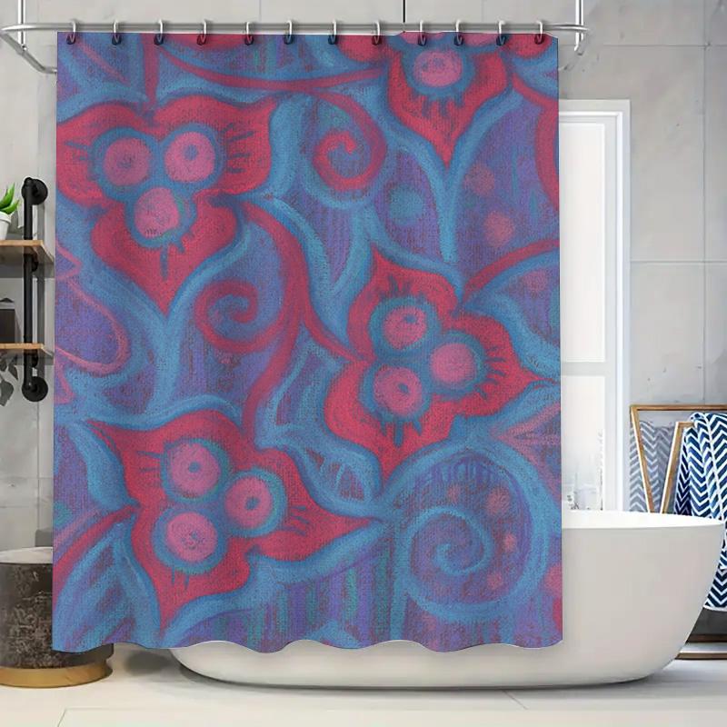 

Modern Boho Style Floral Print Shower Curtain Decor Home Bath Accessories Waterproof Decoration 3D Watercolor Pattern Artistic B W60H190(CM)-1 Pcs