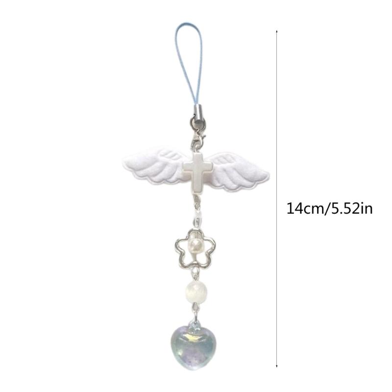Cute Keychain Lanyard Phone Case String Fashion Phone Straps Eye Catching Heart Wing Keychain Suitable for Phone Cases