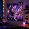 Galaxy Cat Maid Anime Blacklight Tapestry Neon Wall Hanging Kawaii Gaming Bedroom Dorm Decor